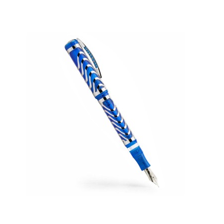 Visconti Skeleton Blue Fountain Pen 18KT M