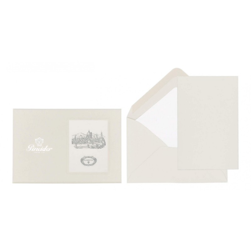 Pineider Florentia Box Correspondence Cards Form 4 White