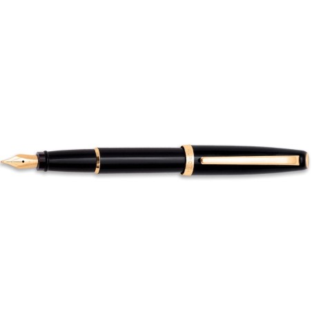 Aurora Style Fountain pen Black Gold trim Fine nib  E12-DNF