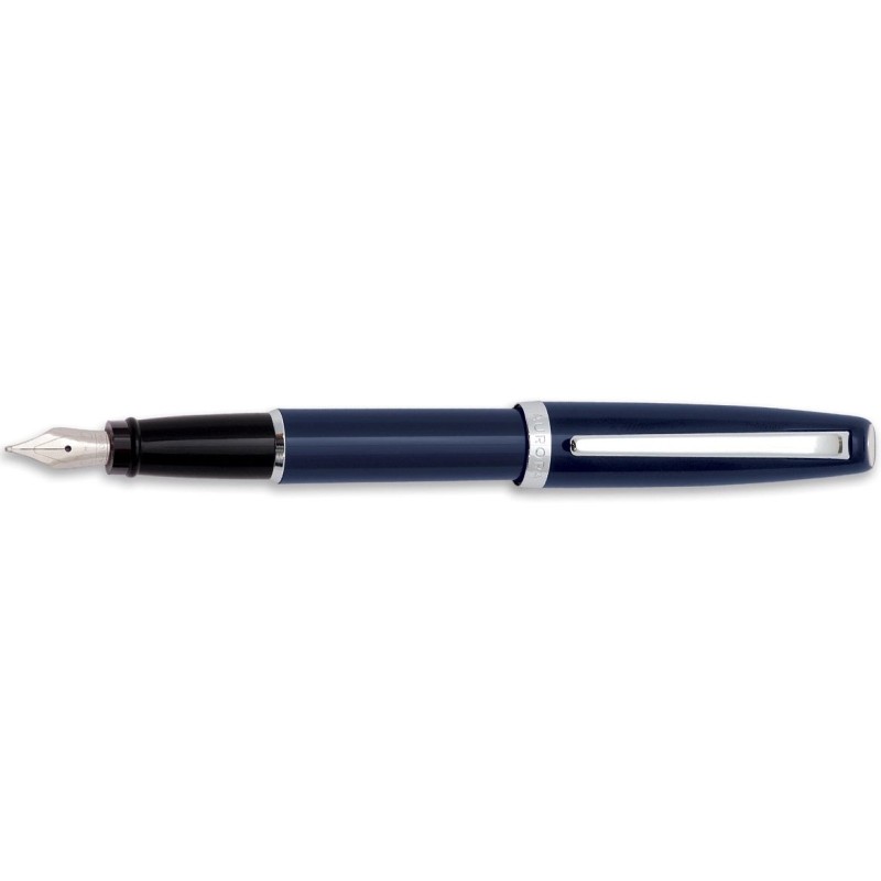 Aurora Style Fountain Pen Blue Chrome plated trim Fine nib E12-CB