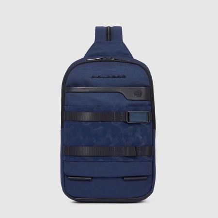 Piquadro Mono Sling Bag in recycled fabric Blue CA6016FX/BLU