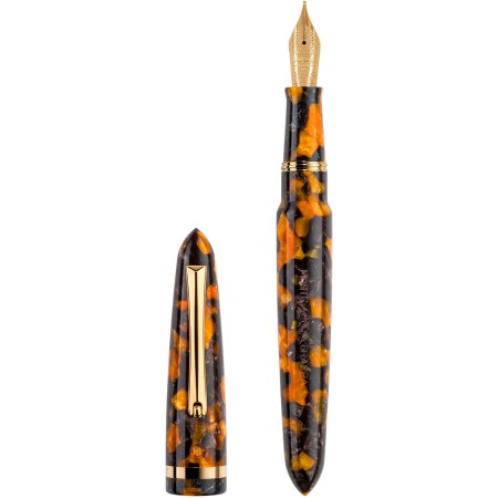 Penna stilografica Venetia Havana Amber 14k pennino F