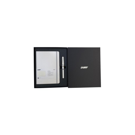 Set Lamy - Penna stilografica Safari bianco F + Taccuino softcover A5 bianco