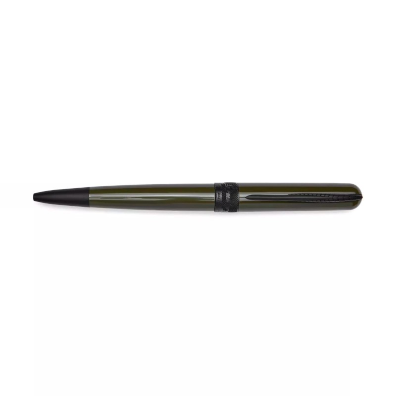 Pineider Avatar UR Glossy Ballpoint pen Black Matt Trims Military Green