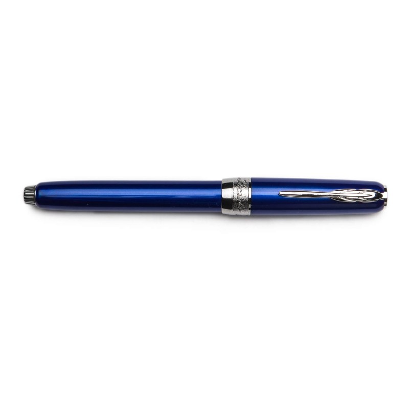 Penna Stilografica Pineider Full Metal Jacket Lightning Blue Pennino EF in oro 14 K