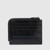 Piquadro Zipper Coin Card Holder Blue Square Black PP4822B2VR/N