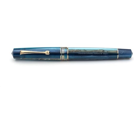 Penna stilografica Leonardo Momento Zero Blue Hawaii finiture color oro Pennino F