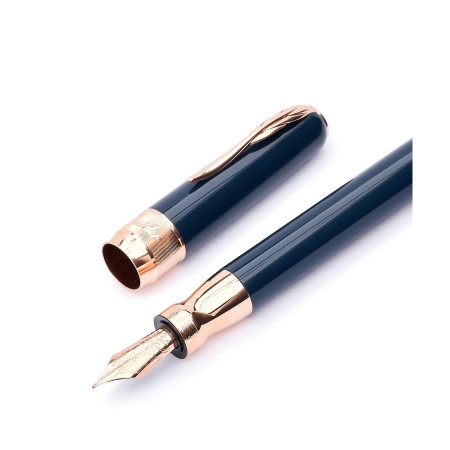 Pineider Classic Fountain Pen Peacock Rose Gold trims Fine nib