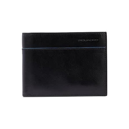 Piquadro Leather Men's Wallet Blue Square Revamp Black