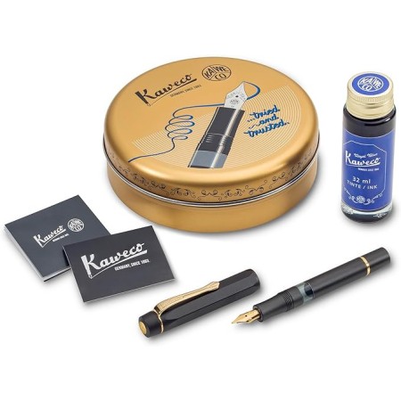 Kaweco Sport Piston Filler Starter Set Fountain Pen Black/Gold EF Special Ediction