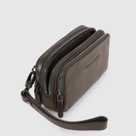 Piquadro Triple Zipped Case Dark Brown  AC2141B3/TM