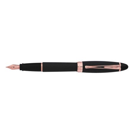 Penna stilografica Aurora Ipsilon Satin nera finiture oro rosa pennino F