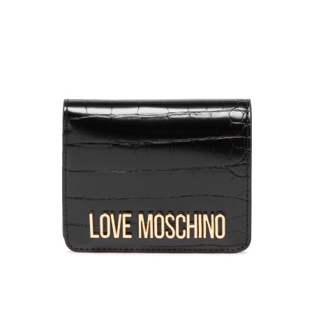 Love Moschino Croco Print Zip Around Wallet Black