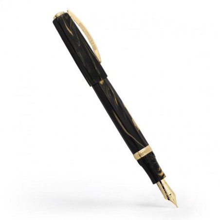 Penna stilografica Visconti Medici Golden Black FP EF 18KT