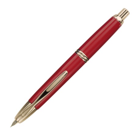 Pilot Capless Gold Trims Fountain Pen  Red Medium nib