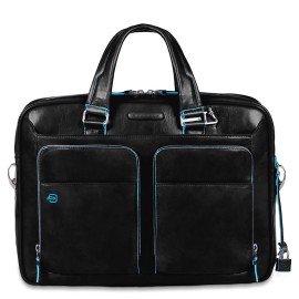 Piquadro Slim Computer Bag 15" and iPad®Pro 12,9" Blu Square Black CA2849B2/N