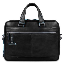 Piquadro Slim Computer Bag 15" and iPad®Pro 12,9" Blu Square Black CA2849B2/N