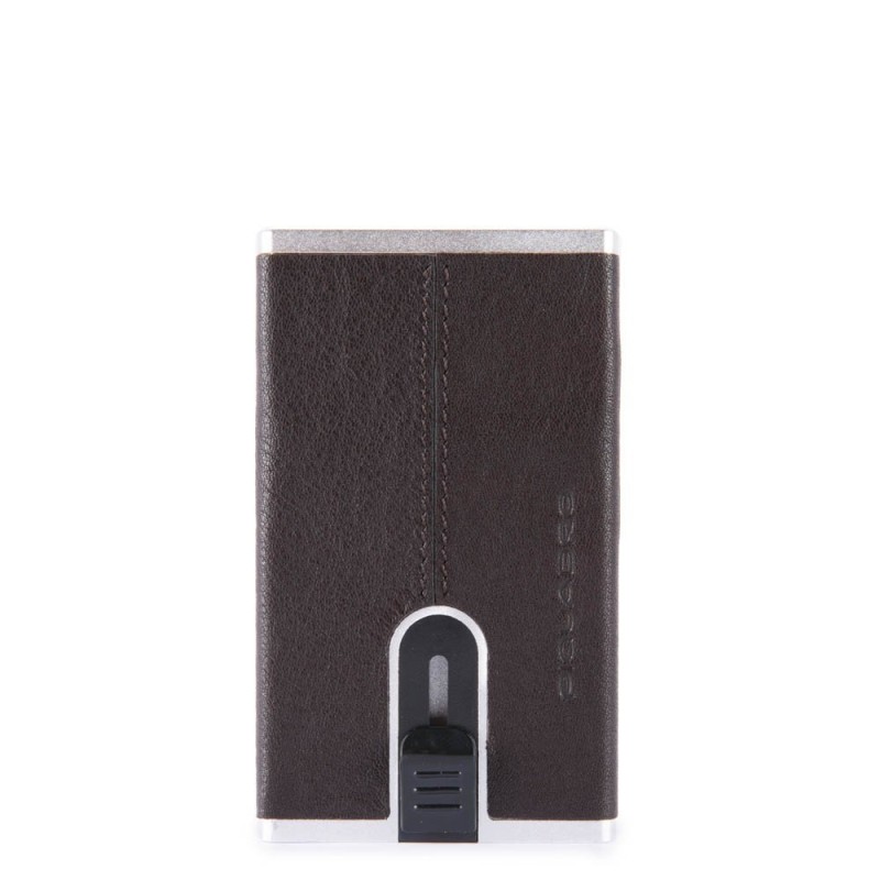 Piquadro Credit Card Case with sliding system Black Square Dark Brown PP4825B3R/TM