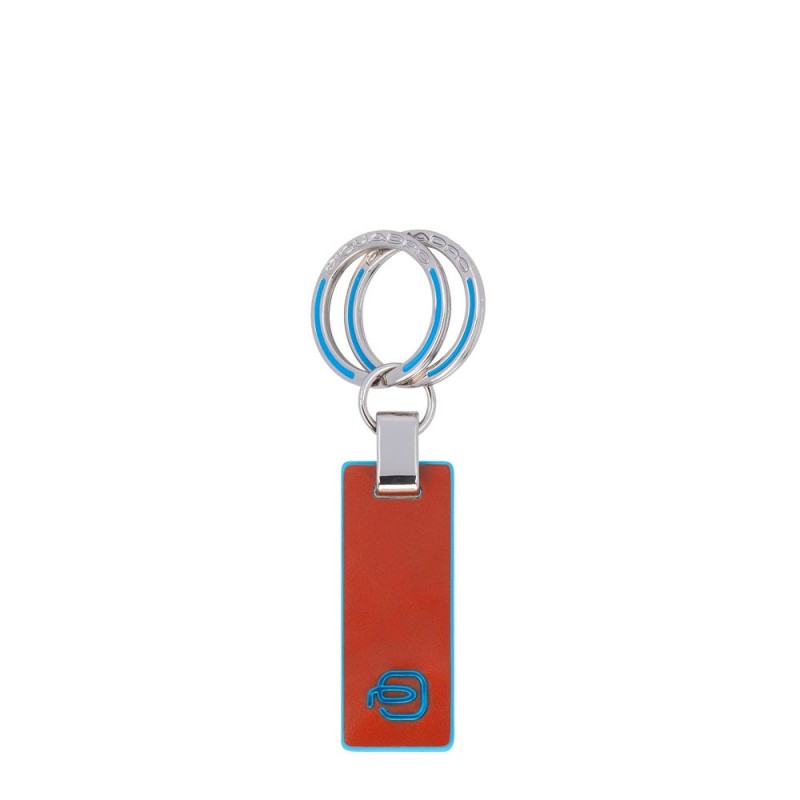 Two-ring key ring in Piquadro Blue Square leather PC3755B2/CU5