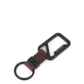 Piquadro Leather Keychain with double carabiner hook Harper Dark Brown PC5599AP/TM