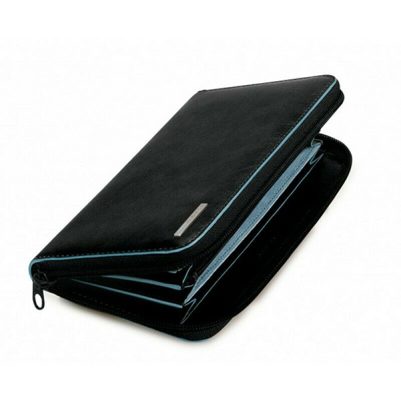 Piquadro Zip-around Women’s Wallet Blue Square Black PD1515B2/N