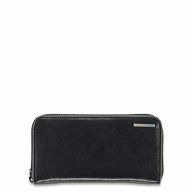 Piquadro Zip-around Women’s Wallet Blue Square Black PD1515B2/N