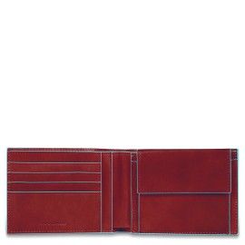 Portafoglio in pelle con porta monete Piquadro Blue Square rosso PU257B2R/R