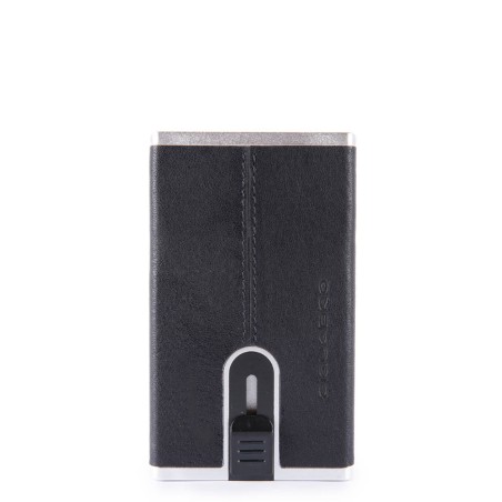 Piquadro Compact Credit Card Wallet Black Square PP4891B3R/BLUE