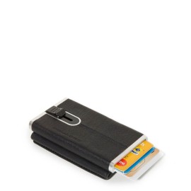 Piquadro Compact Credit Card Wallet Black Square PP4891B3R/BLUE