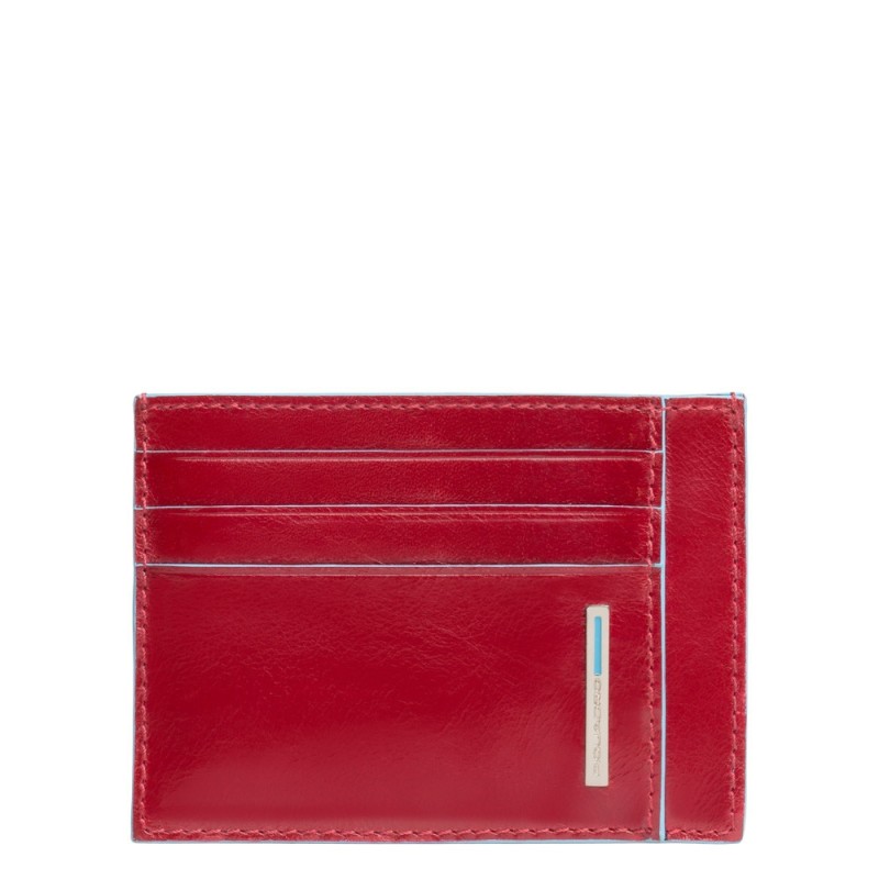 Piquadro Pocket Credit Card Holder Blue Square Red PP2762B2R/R