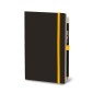 Stifflex 13x21 black notebook with yellow striped elastic