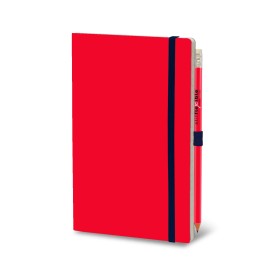 Stifflex 9x14 red notebook with blue striped elastic