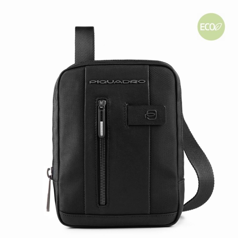 Piquadro iPad®mini crossbody bag in recycled fabric Brief 2 Black CA3084BR2/N