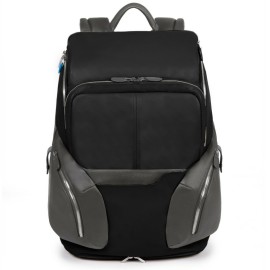 Piquadro 可扩展 Coleos 皮革笔记本电脑背包，黑色 CA3773OS/N