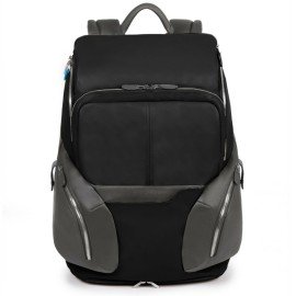Piquadro 可扩展 Coleos 皮革笔记本电脑背包，黑色 CA3773OS/N