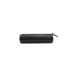 20S round pencil case in black grained leather