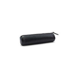 20S round pencil case in black grained leather