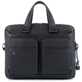 Piquadro Slim Computer Bag Black Square CA2849B3/Blue