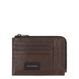 Piquadro Zipper Coin Card Holder Harper Dark Brown PU1243APR/TM