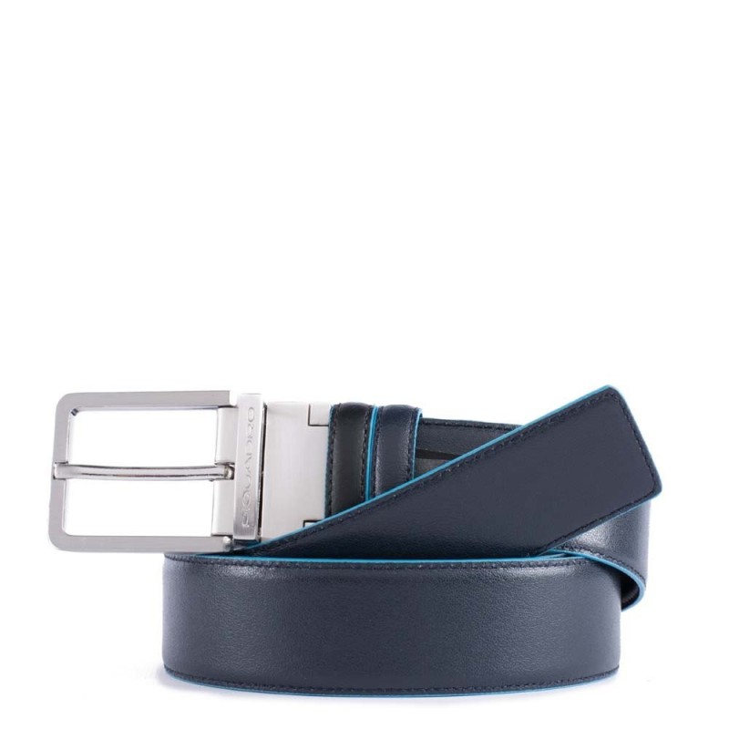 Piquadro Reversible Men’s Belt with prong buckle Black/Blue CU2619B2/NBLU2