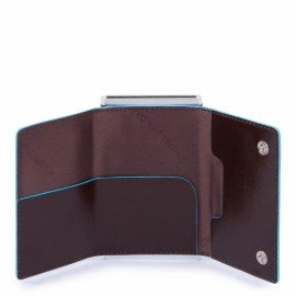 Compact wallet Piquadro per banconote e carte di credito Blu Square mogano PP4891B2R/MO