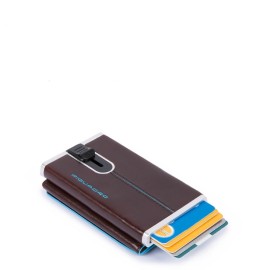 Compact wallet Piquadro per banconote e carte di credito Blu Square mogano PP4891B2R/MO