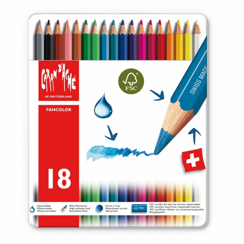 Caran d'Ache Matite Colorate acquarellabili FANCOLOR 18 colori