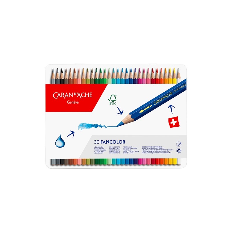 Caran d'Ache Matite Colorate acquarellabili FANCOLOR 30 colori