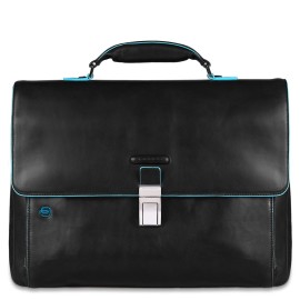 Flap-over, expandable computer bag 15" Black Blue Square Collection CA3111B2/N