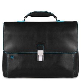 Flap-over, expandable computer bag 15" Black Blue Square Collection CA3111B2/N