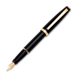 Aurora Style Fountain pen Black Gold trim Fine nib  E12-DNF